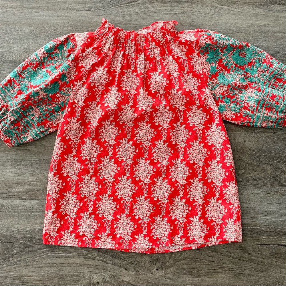 THML Red and Green Peasant Blouse
